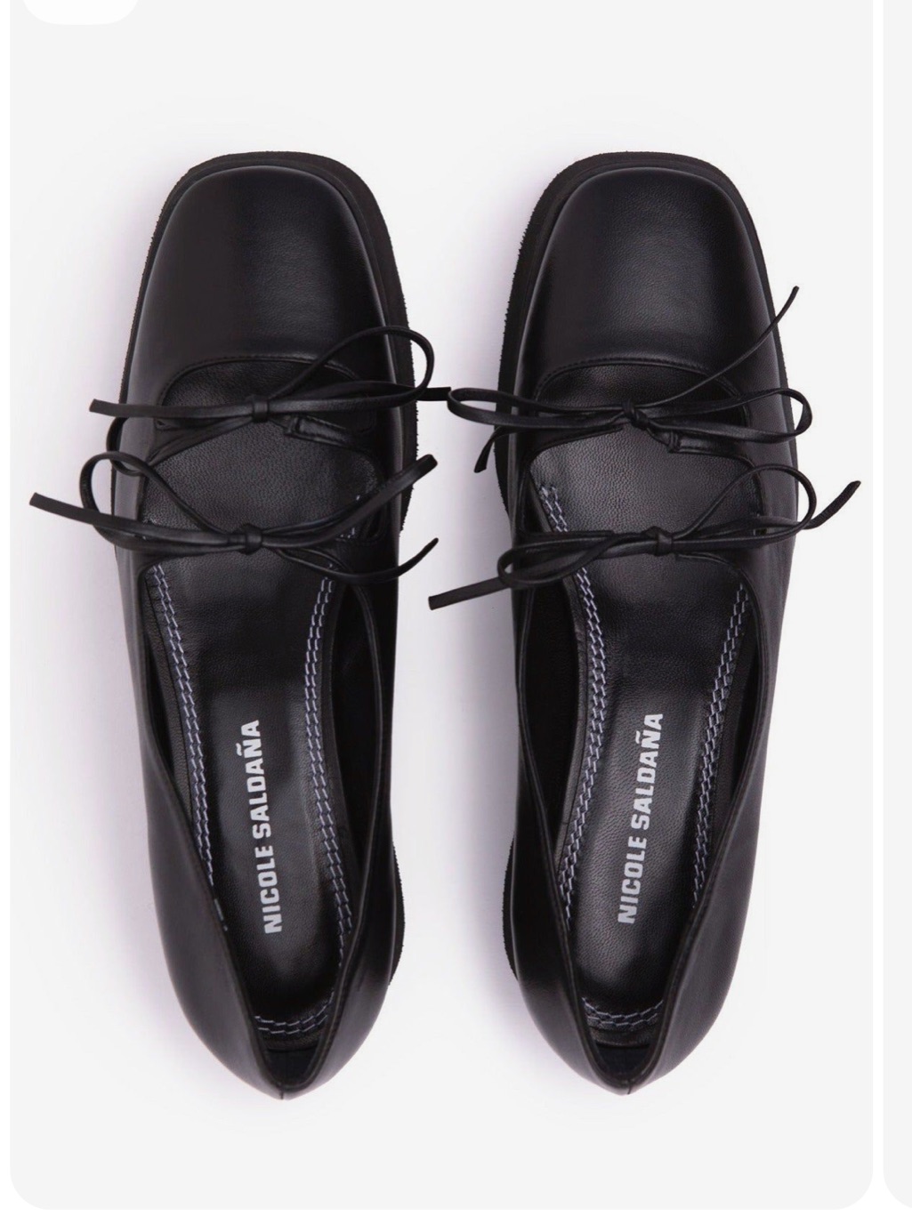 Nicole Saldaa Black Napa Leather Platform Loafers With Lace Bow Size 38 $360